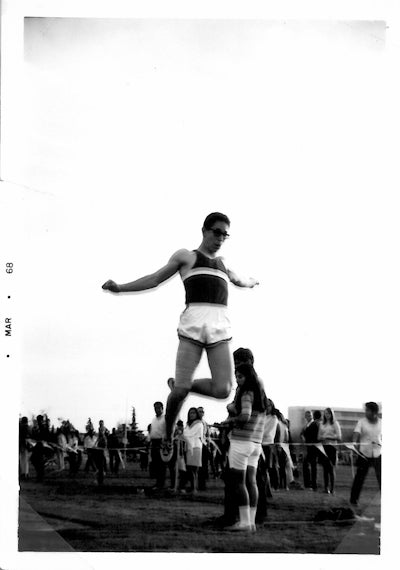 Victor wins the long jump for McLane High in 1968