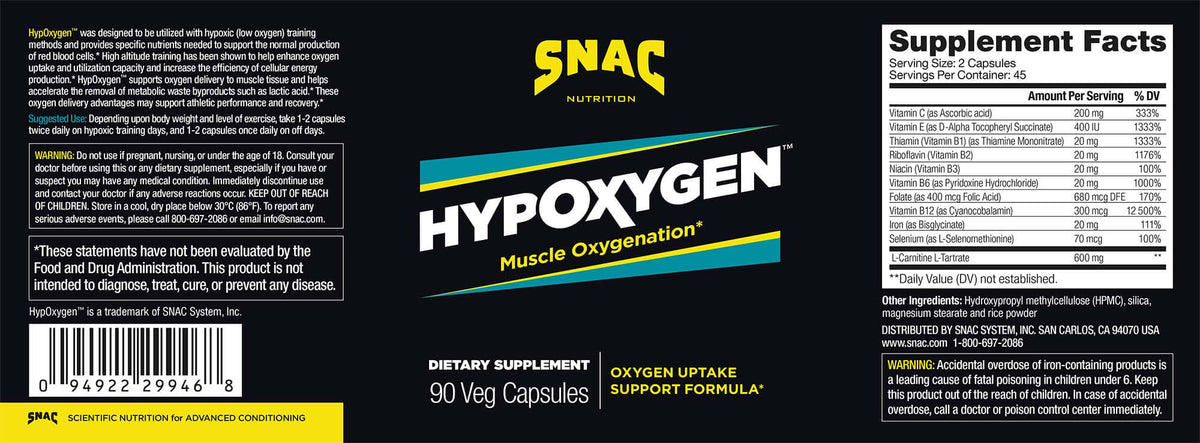 Supplement facts for HypOxygen