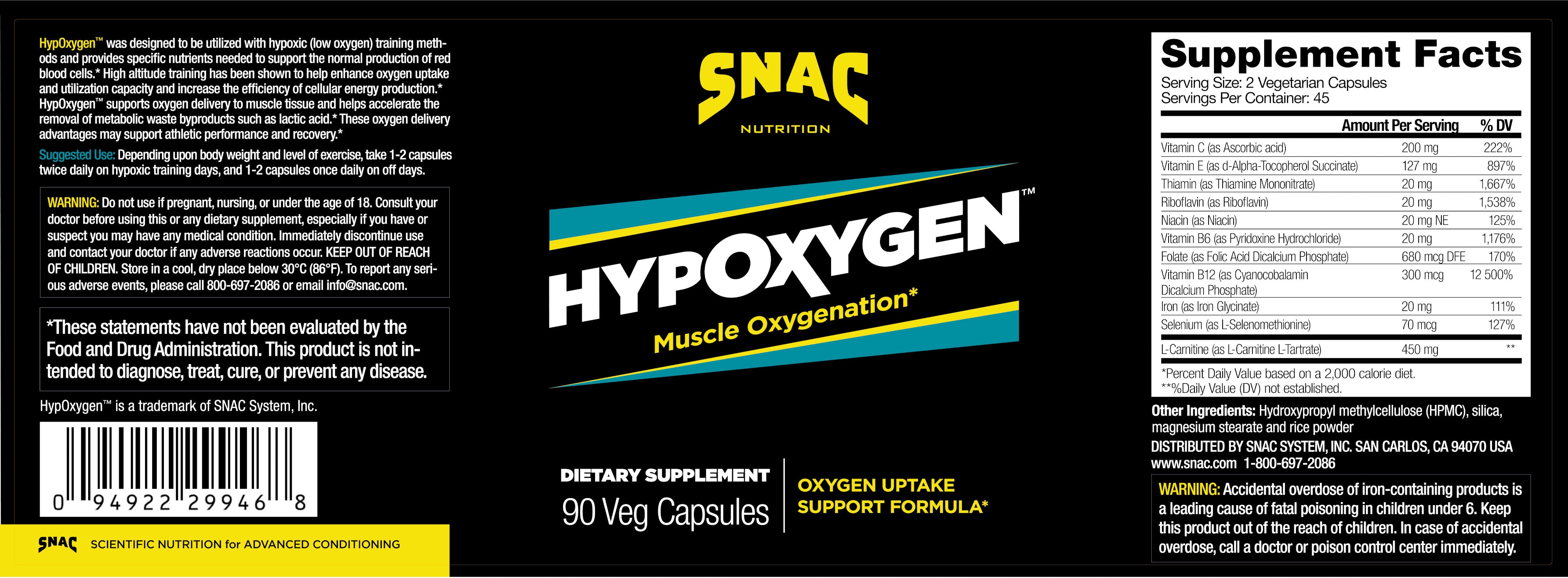 SNAC HypOxygen ™ Muscle Oxygenation & Endurance – SNAC Nutrition